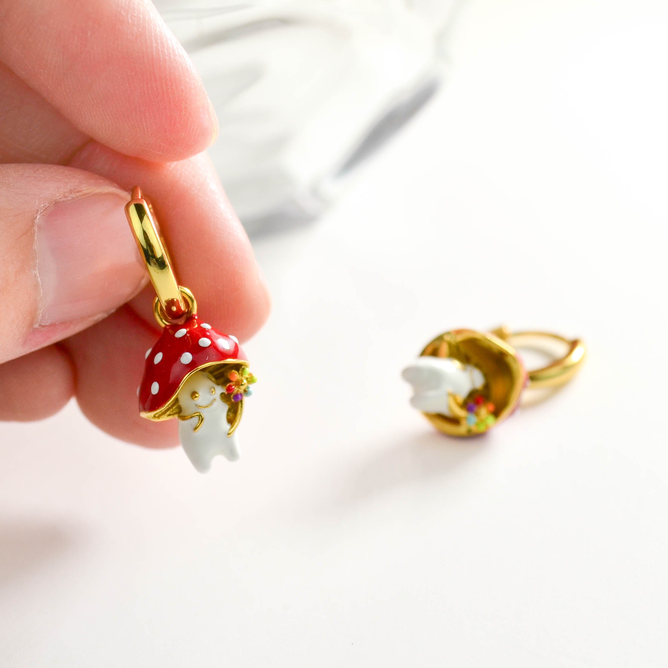 Mini Mushroom and Flower Earrings
