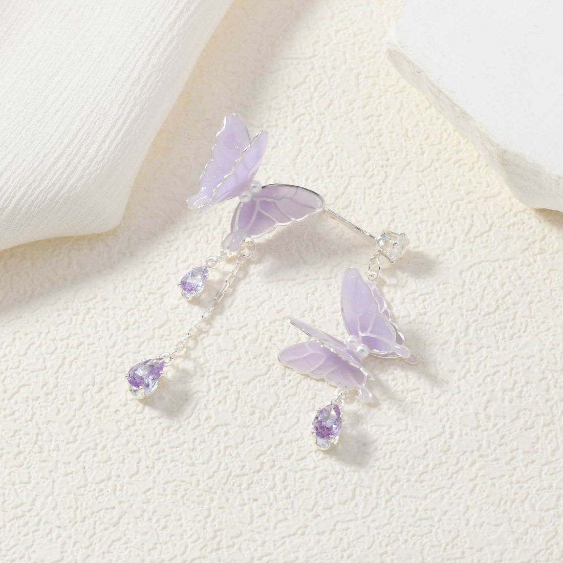 Asymmetric Purple Butterfly Dangle