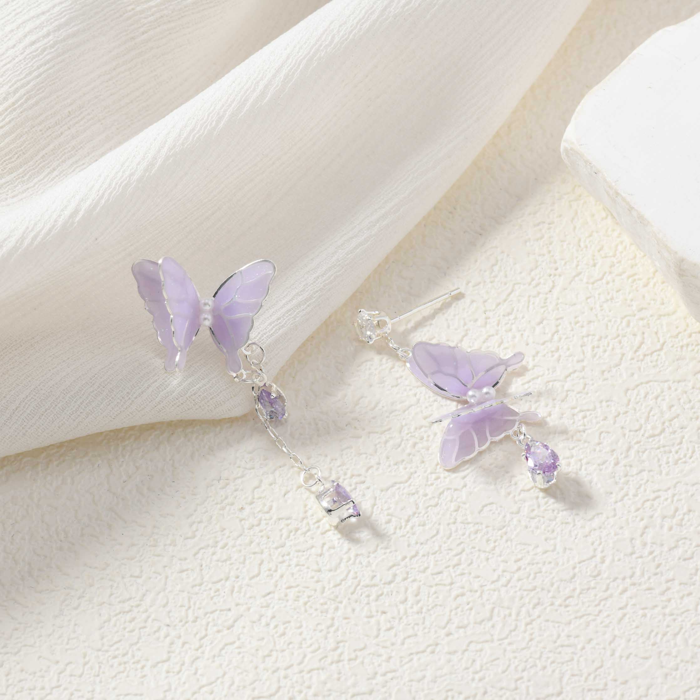 Asymmetric Purple Butterfly Dangle