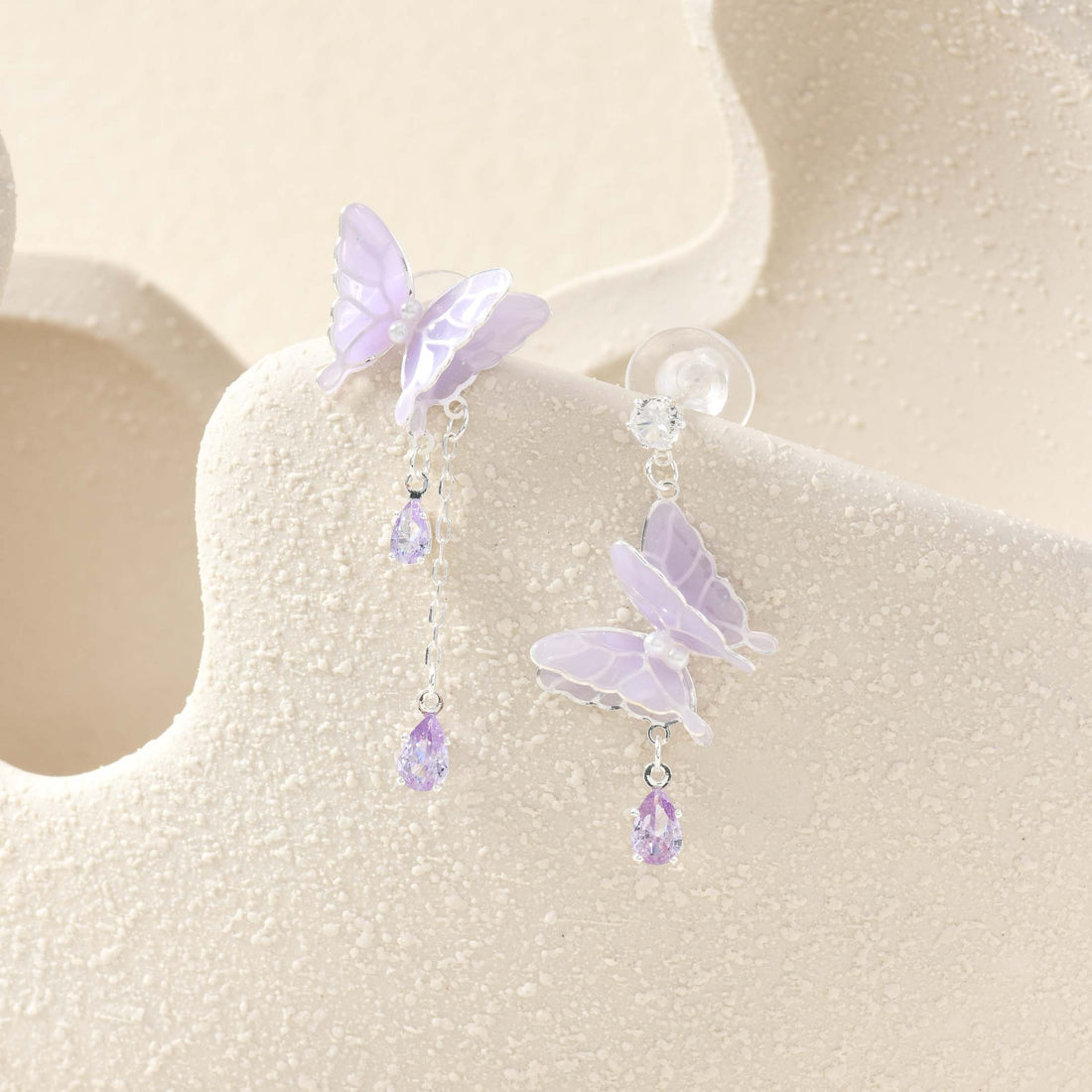 Asymmetric Purple Butterfly Dangle