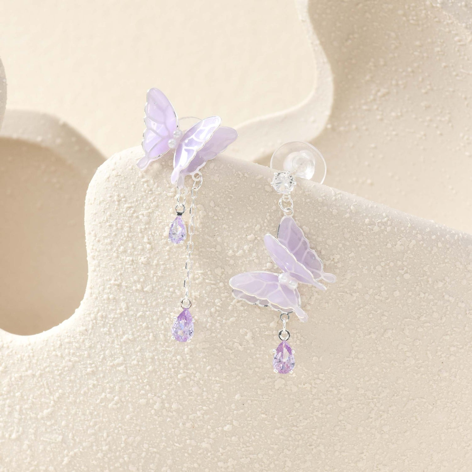 Asymmetric Purple Butterfly Dangle