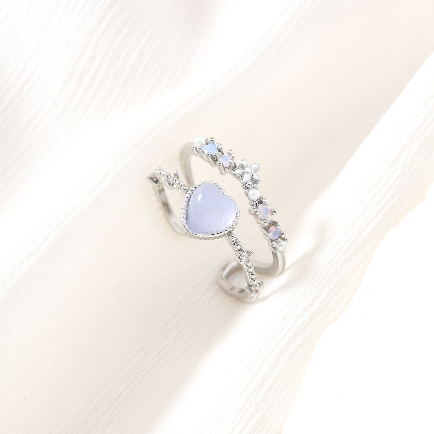 Blue Heart Double Ring