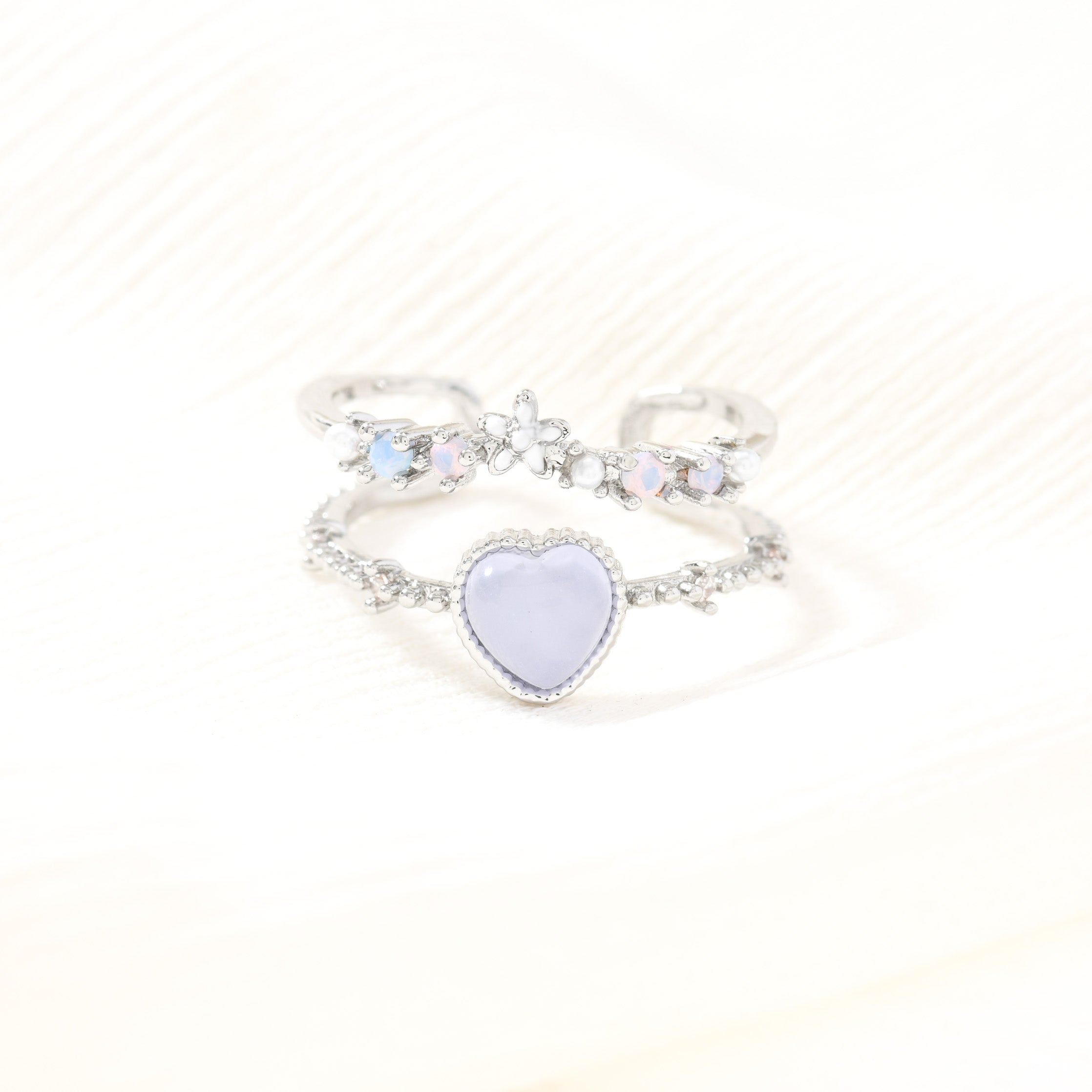 Blue Heart Double Ring