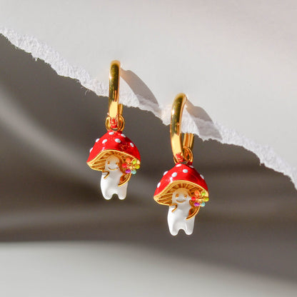 Mini Mushroom and Flower Earrings