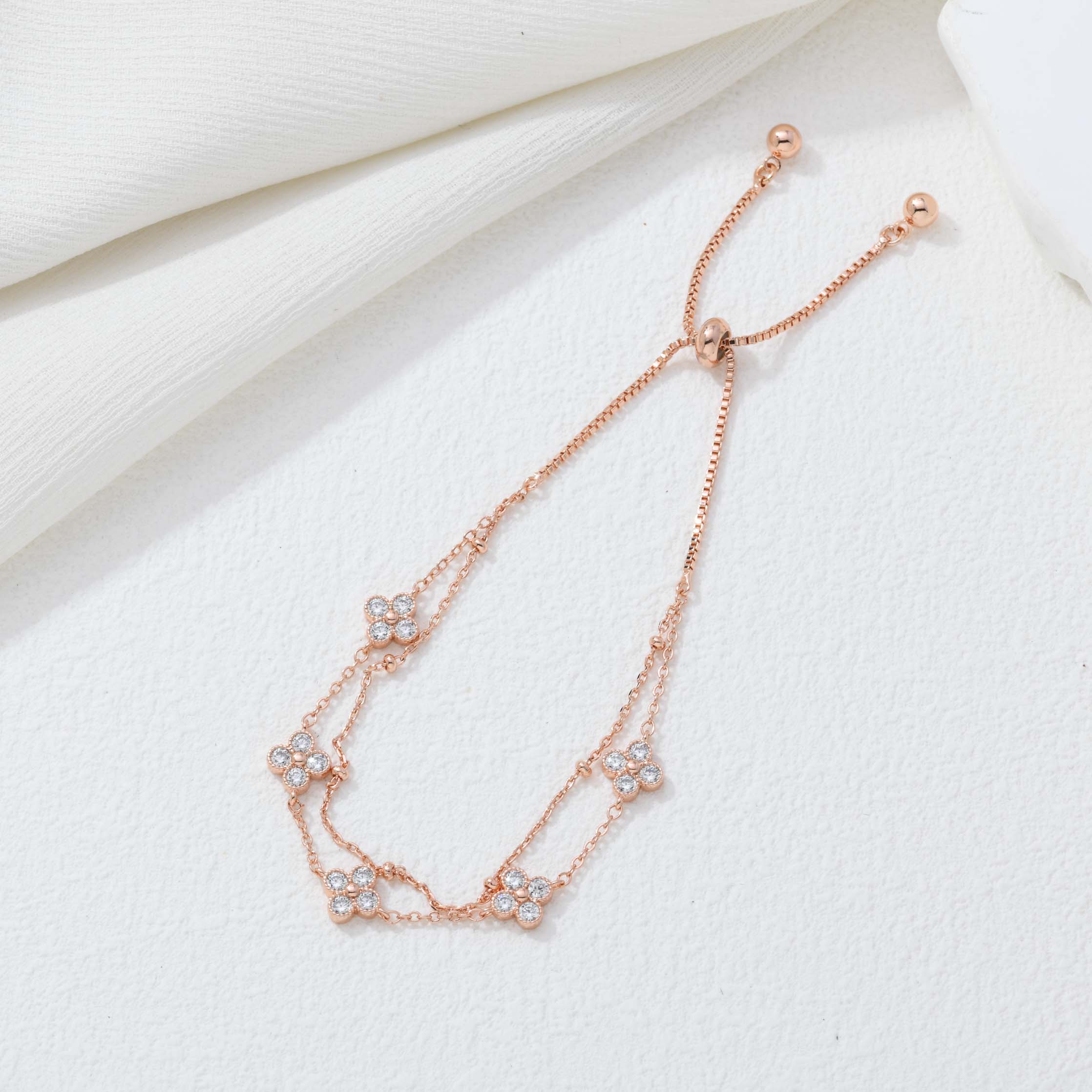 Blushing Meadow Clover Bracelet