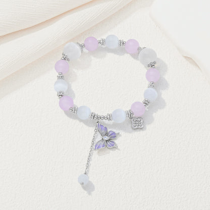 Purple Butterfly Beaded Bracelet