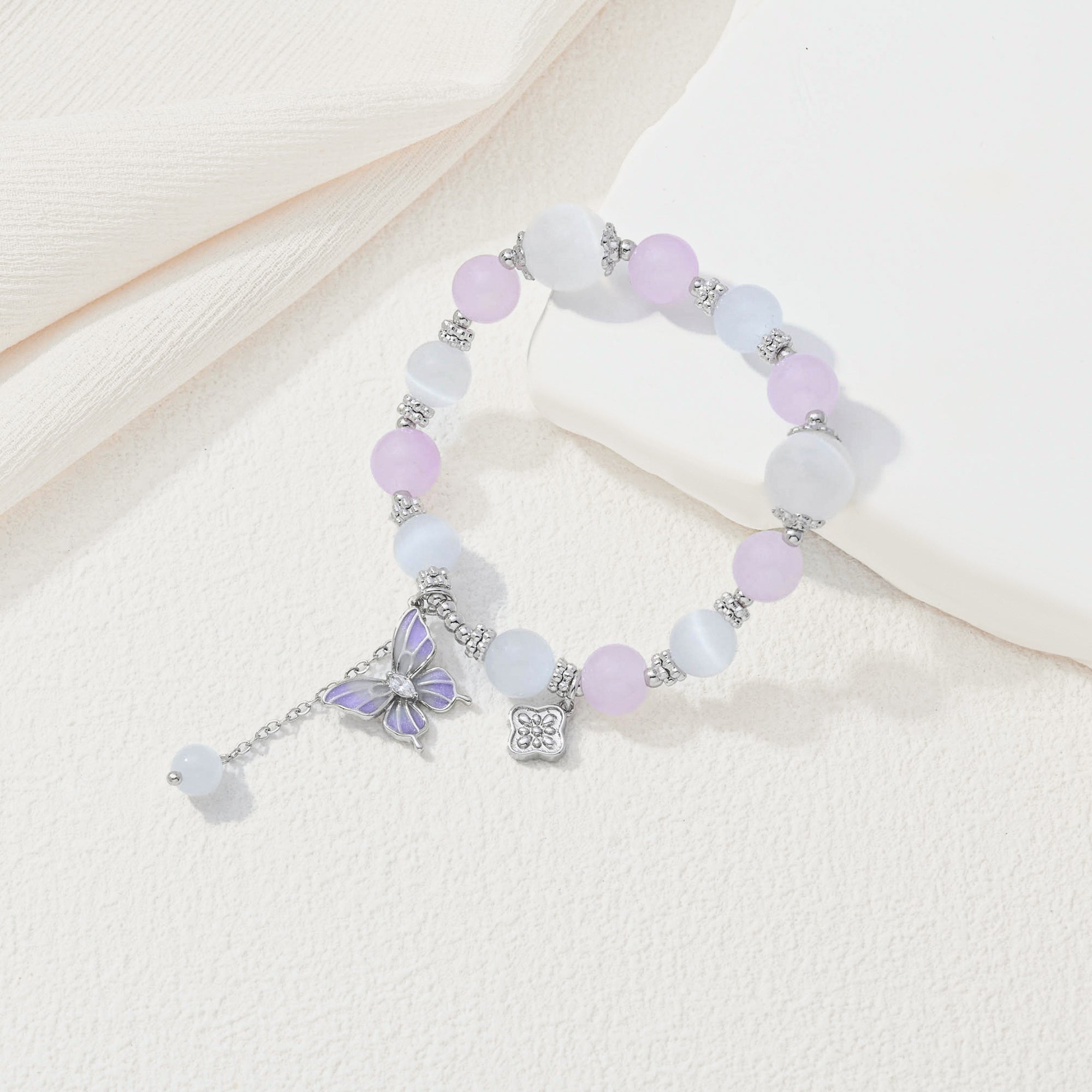 Purple Butterfly Beaded Bracelet