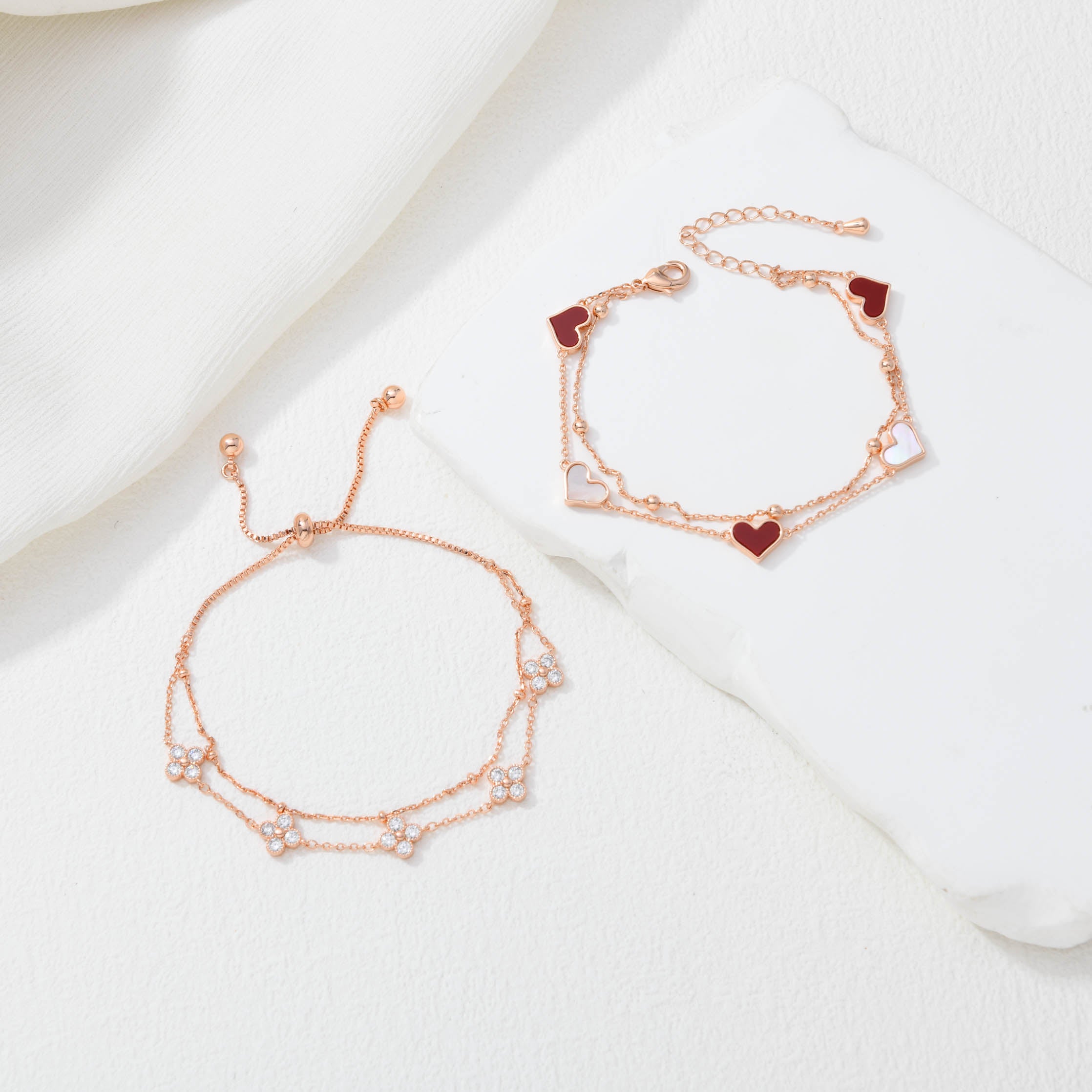 Blushing Meadow Clover Bracelet