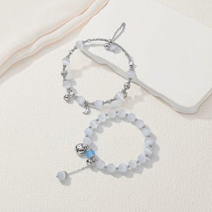 Gray Moon Beaded Bracelet