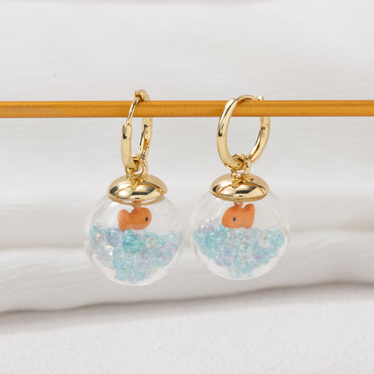 Orange Goldfish Bowl Earrings