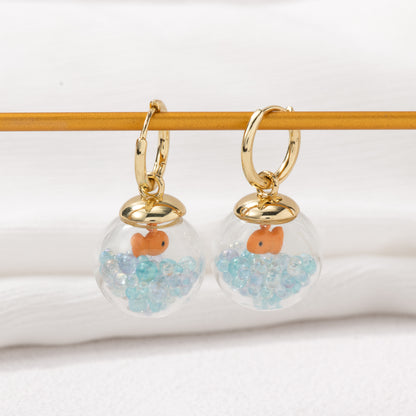 Orange Goldfish Bowl Earrings