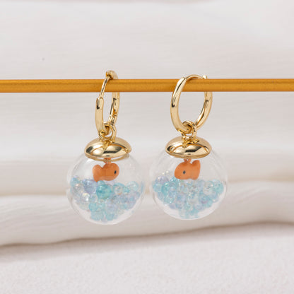 Orange Goldfish Bowl Earrings