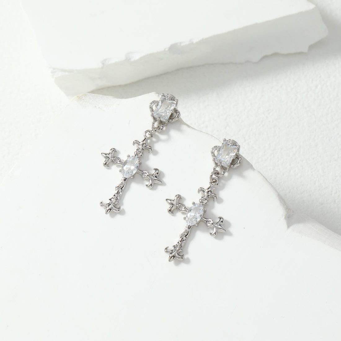 Sparkling Cross Earrings