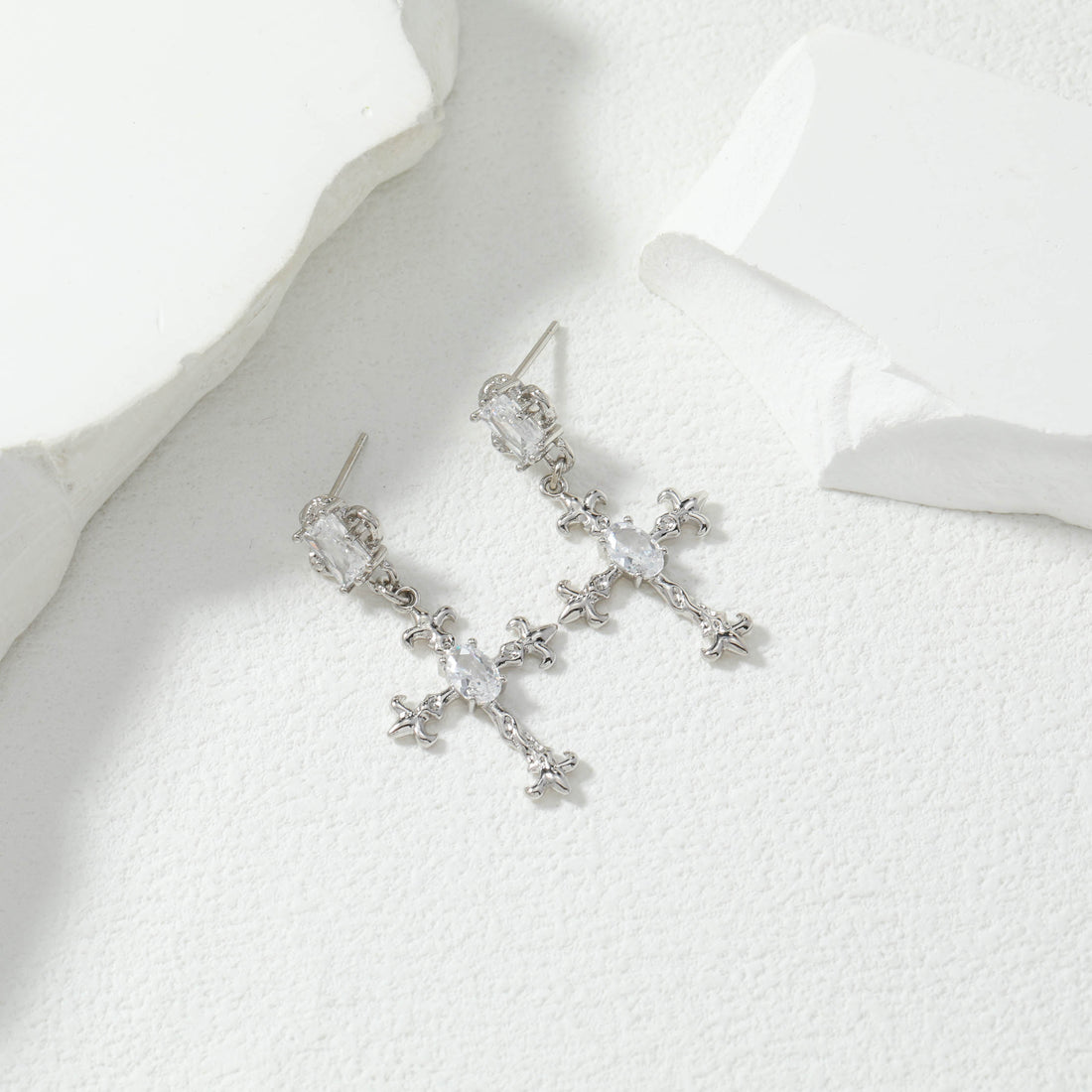 Sparkling Cross Earrings