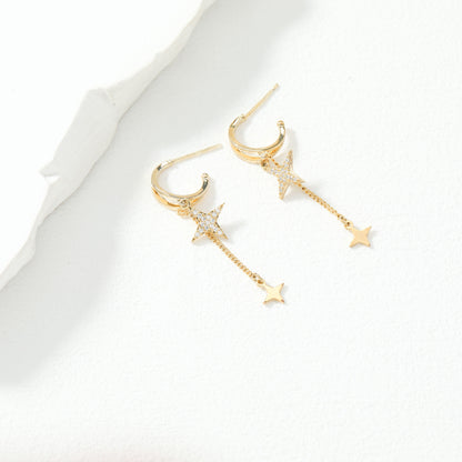 Golden Dangling Star Earrings