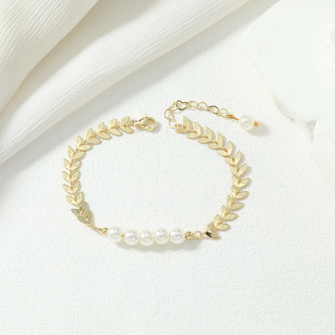 Pearl and Golden Wreath Bracelet