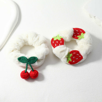 Fuzzy Fruit Scrunchie Set