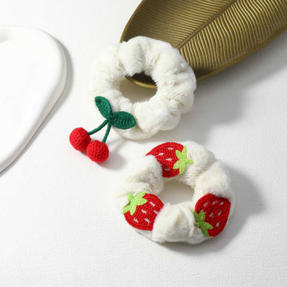 Fuzzy Fruit Scrunchie Set