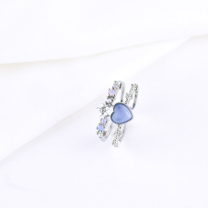 Blue Heart Double Ring