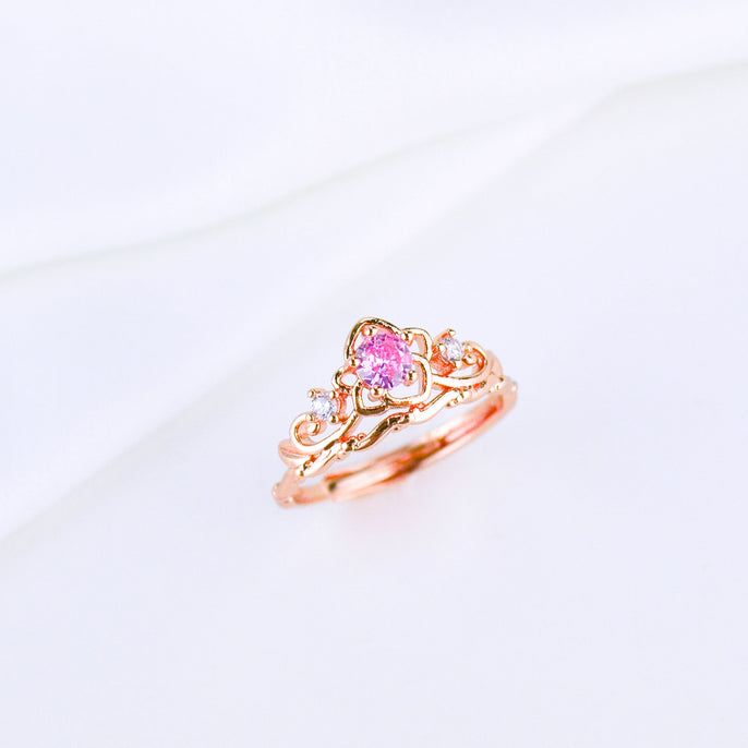 Pink Crystal Flower Ring