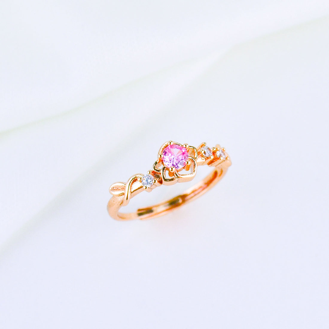 Pink Crystal Flower Ring