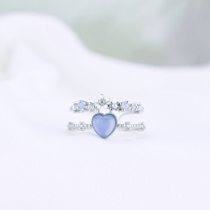 Blue Heart Double Ring