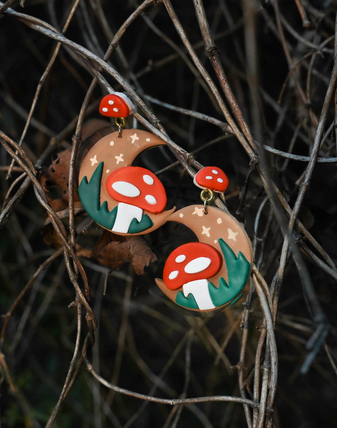 Mushroom Moon Earrings