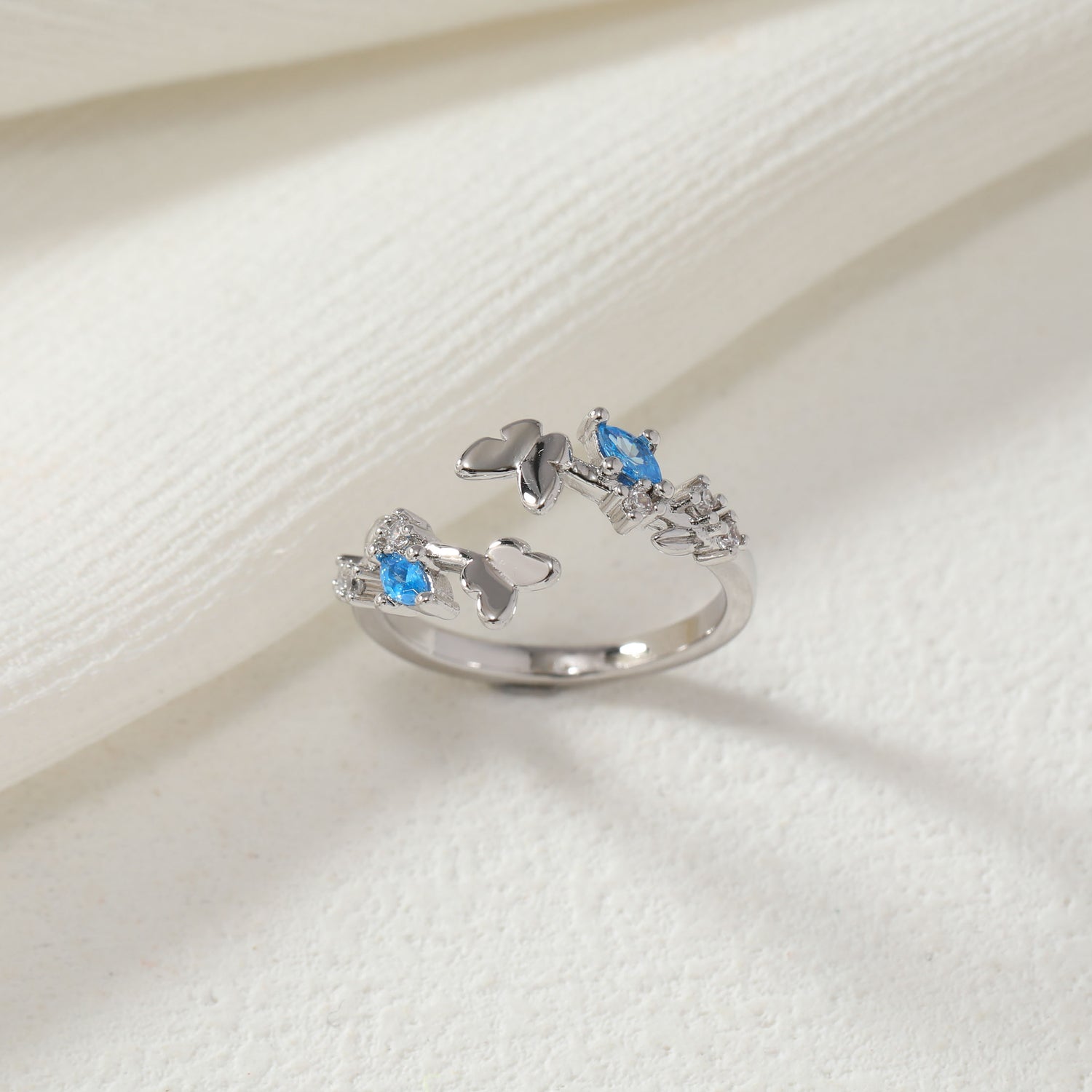 Blue Crystal Butterfly Ring