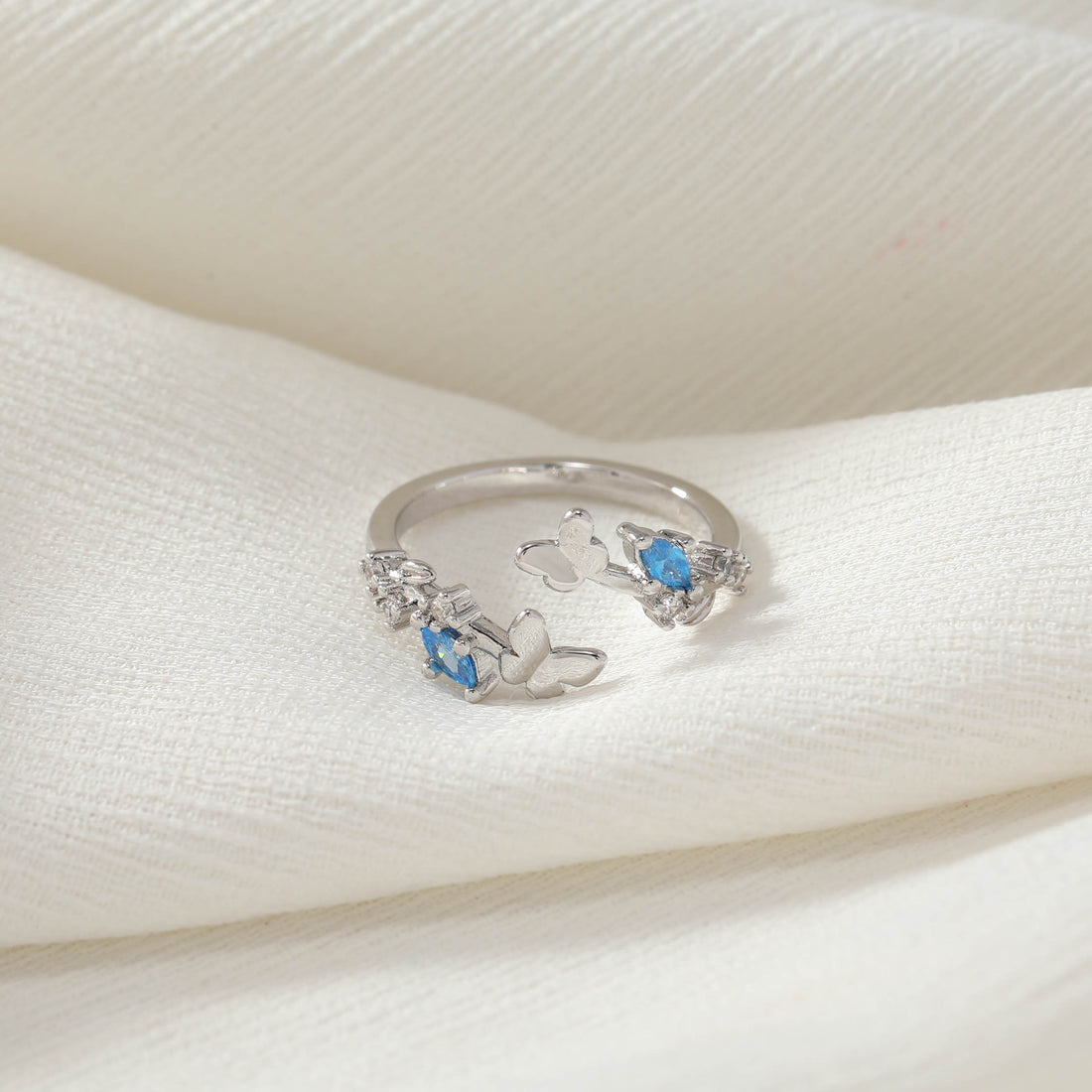 Blue Crystal Butterfly Ring