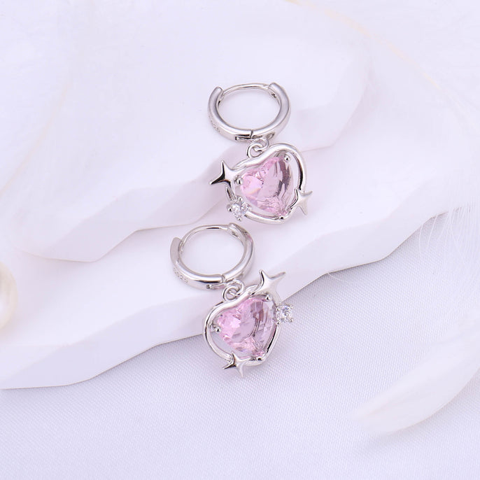 Starry Pink Crystal Earrings