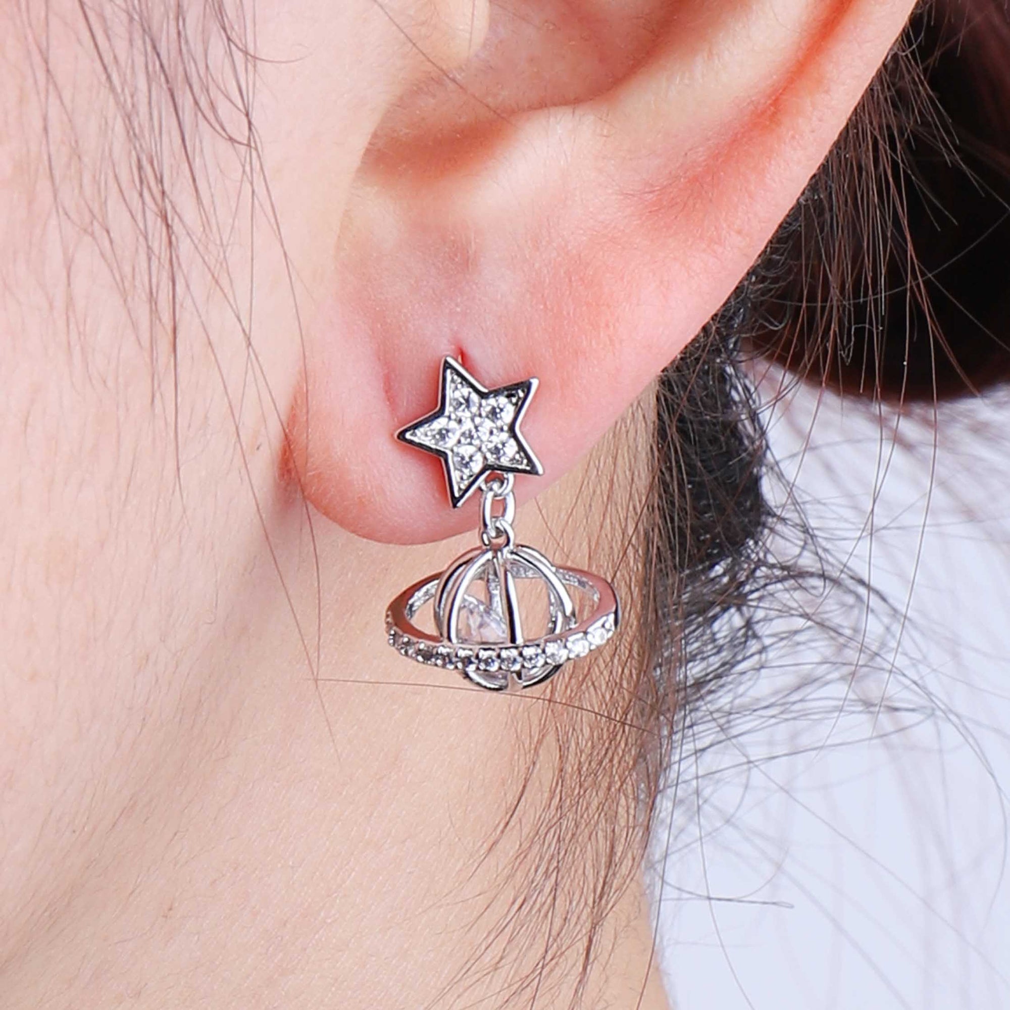 Silver Galaxy Earrings - peachade