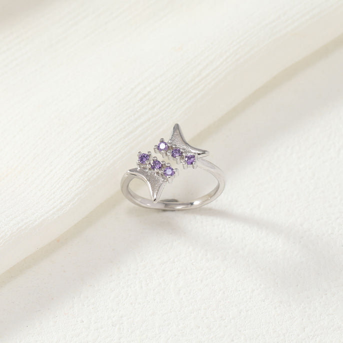 Purple Crystal Star Ring