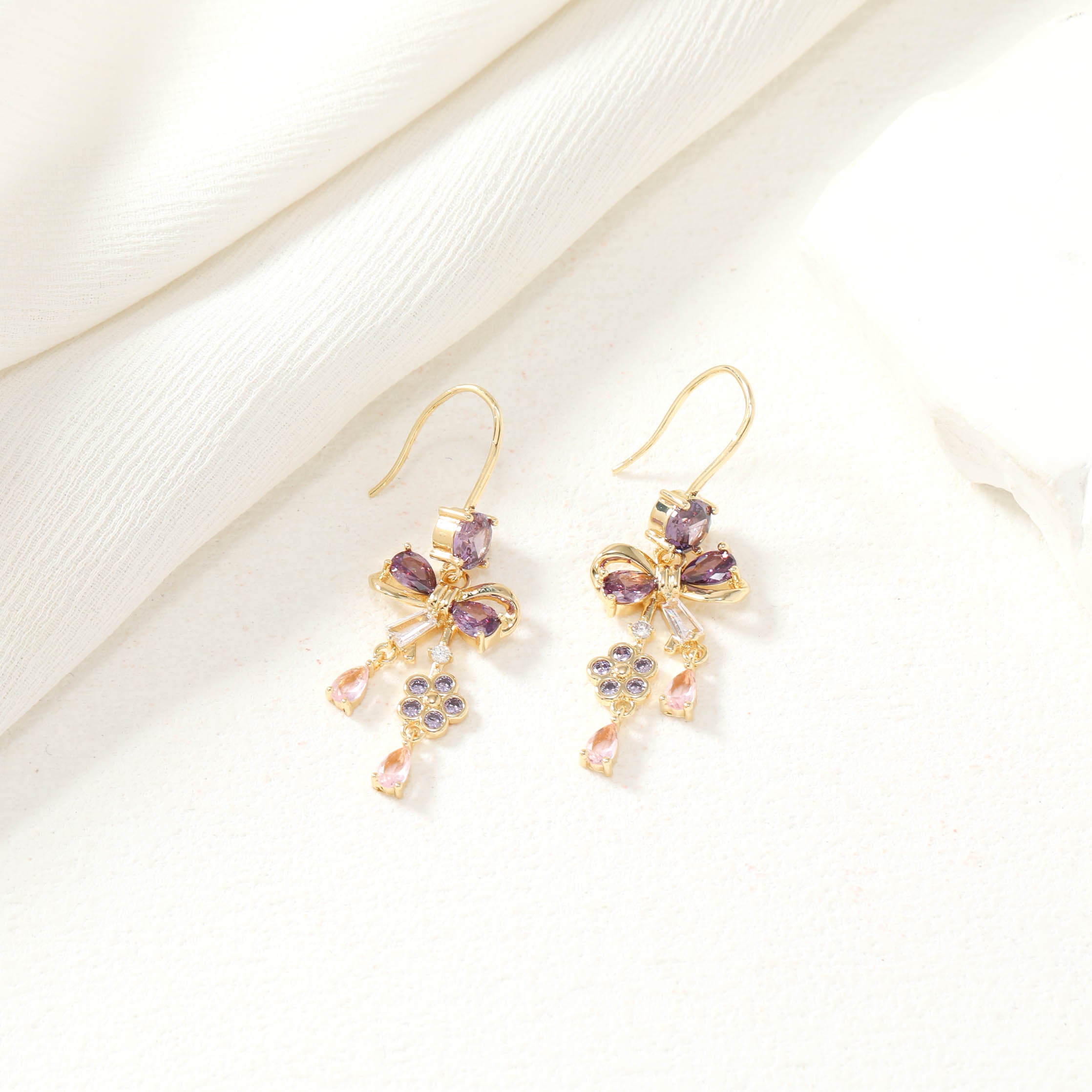 Purple Bow Earrings