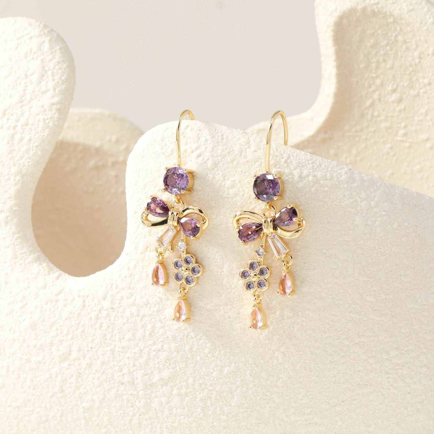 Purple Bow Earrings