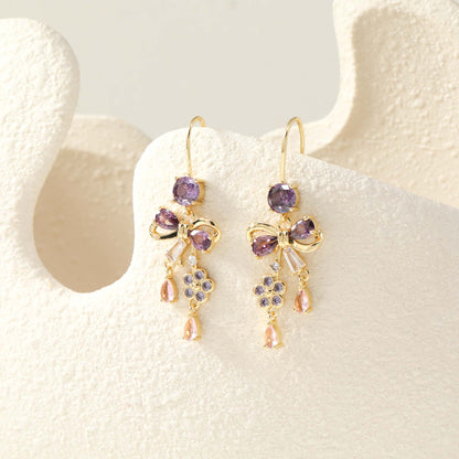 Purple Bow Earrings