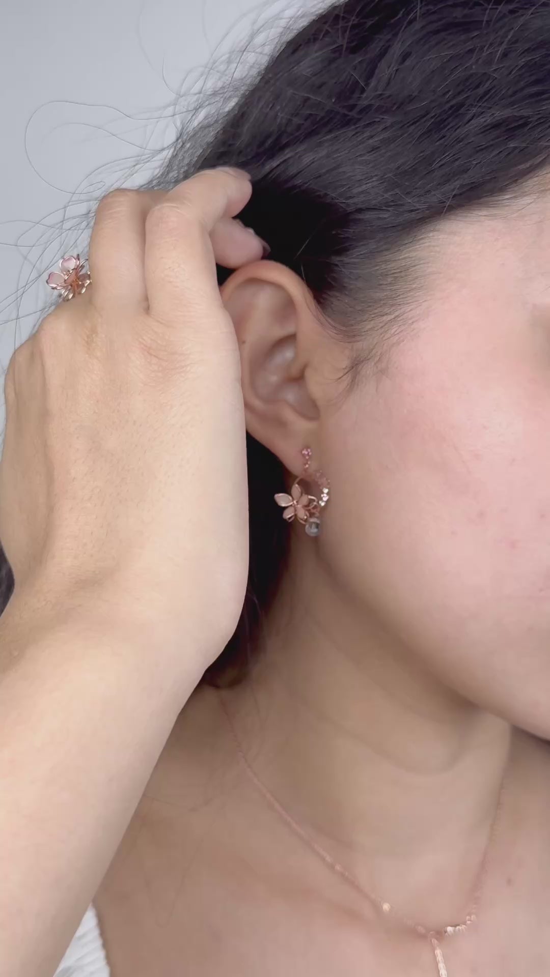 Rose Gold Sakura Wreath Earrings