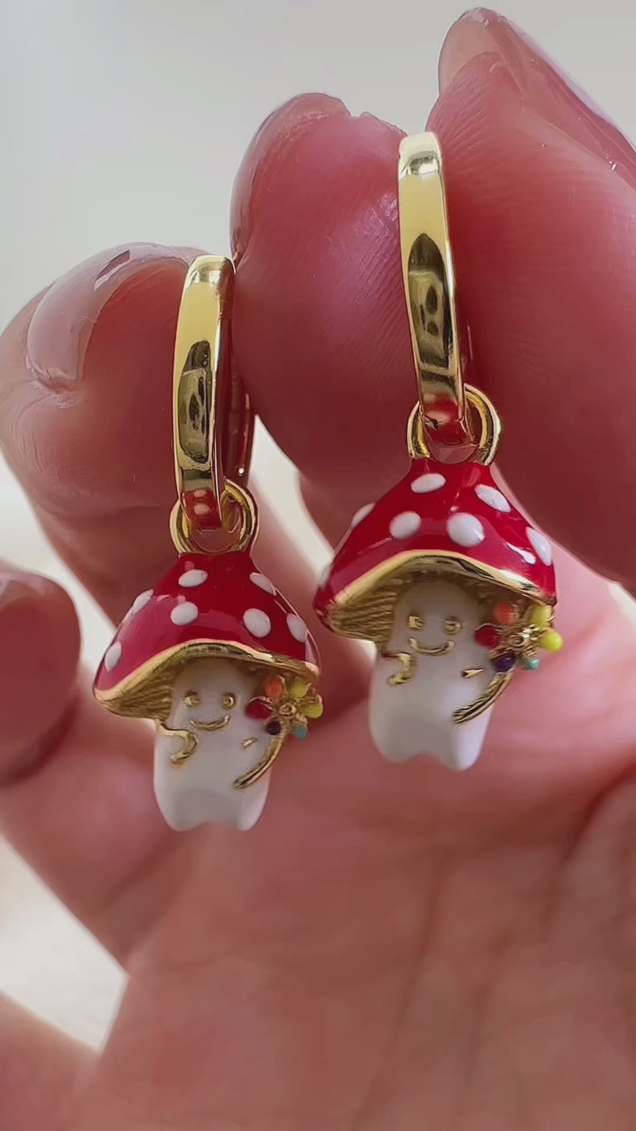 Mini Mushroom and Flower Earrings
