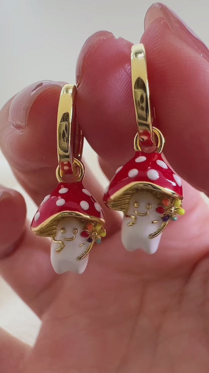 Mini Mushroom and Flower Earrings
