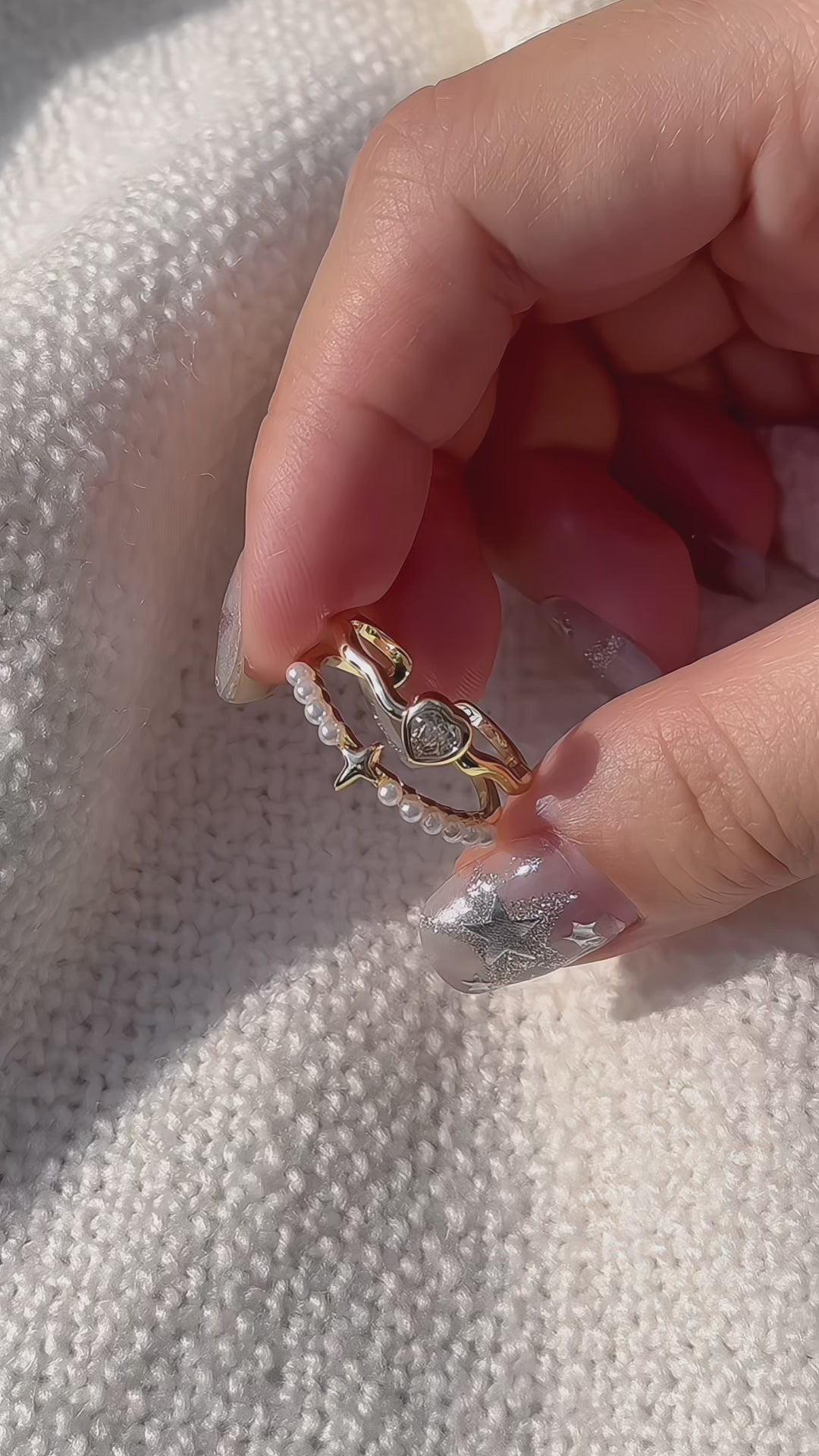 Lovely Pearlstring Ring