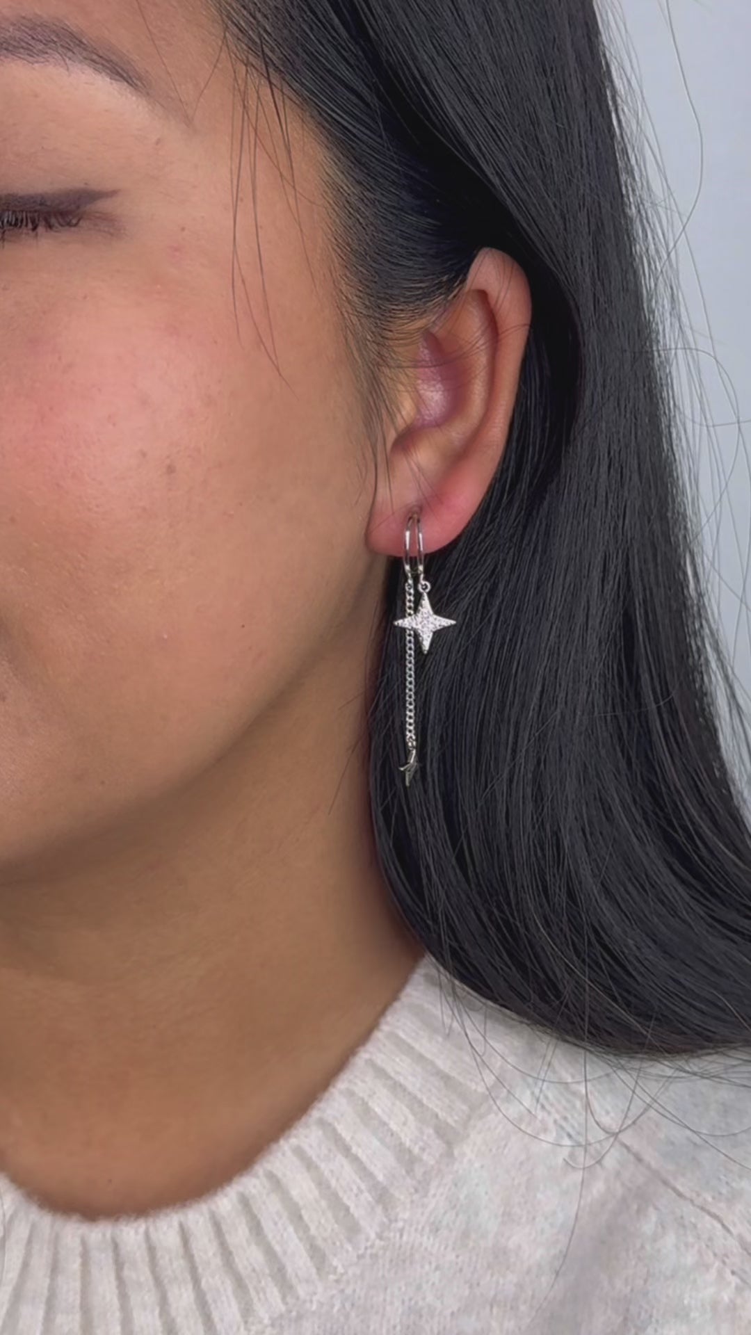 Silver Dangling Star Earrings