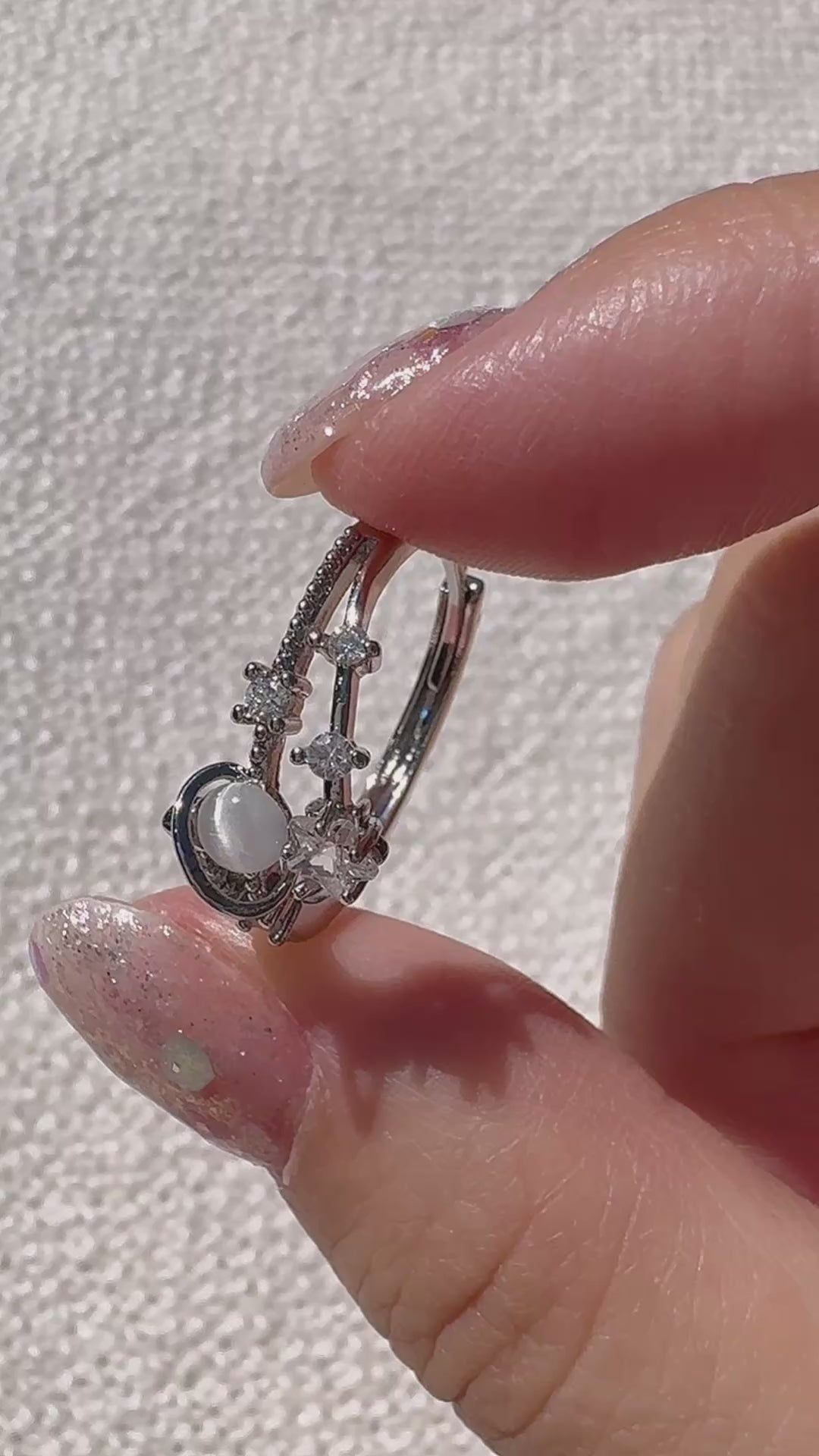 Glimmering Silver Galaxy Ring