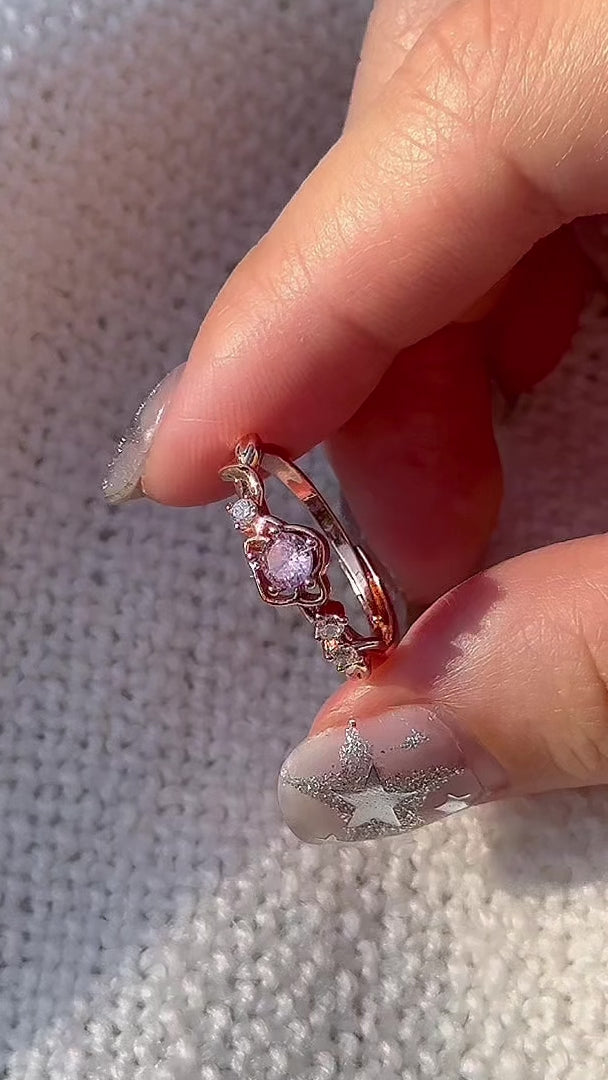 Pink Crystal Flower Ring – peachade I cute jewelry for all aesthetics