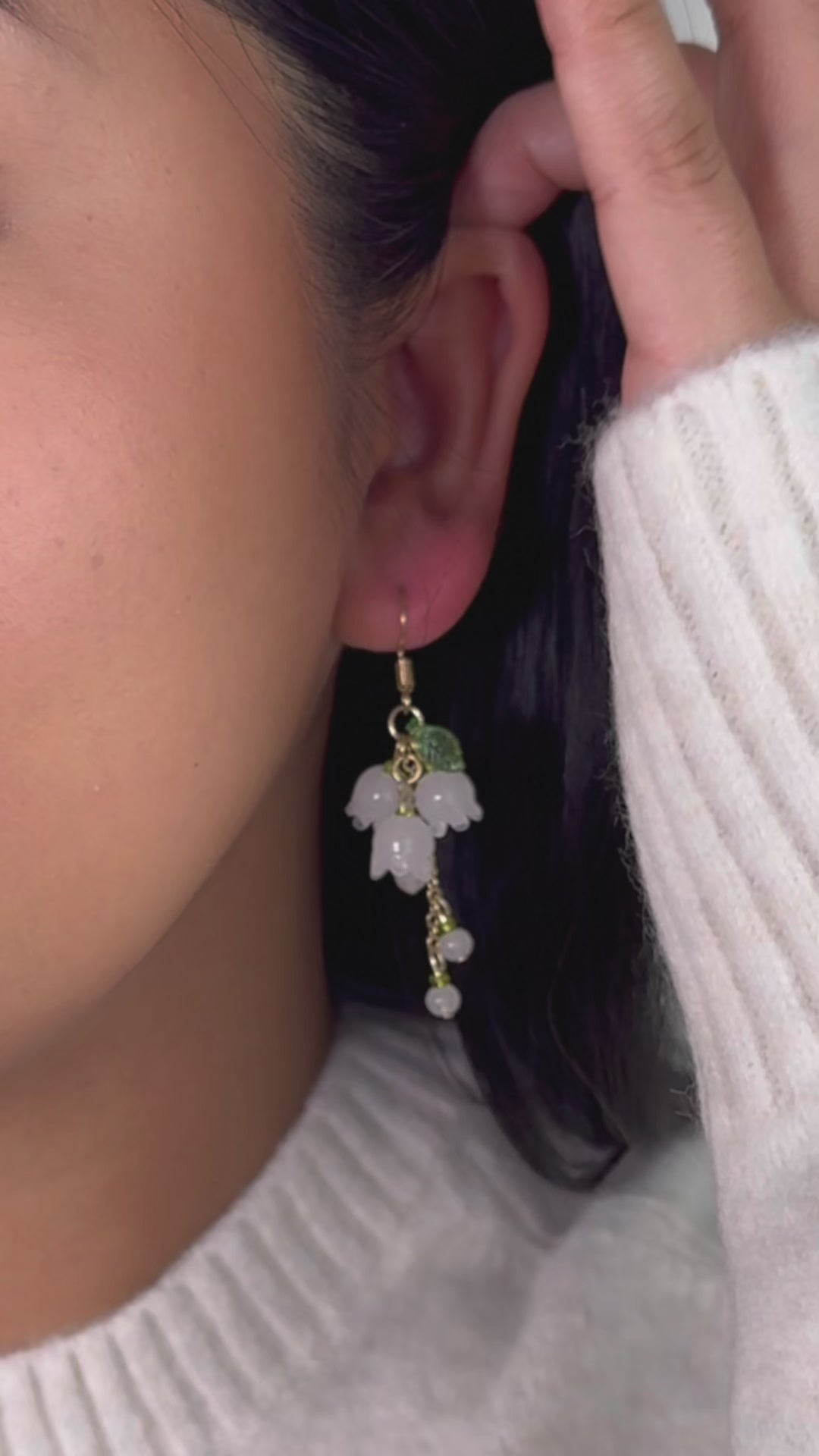 Beaded Lily of the Valley Earrings