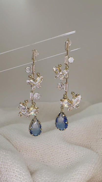 Crystal Butterfly Drop Earrings