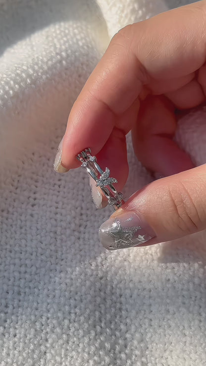 Crystal Butterfly Double Ring