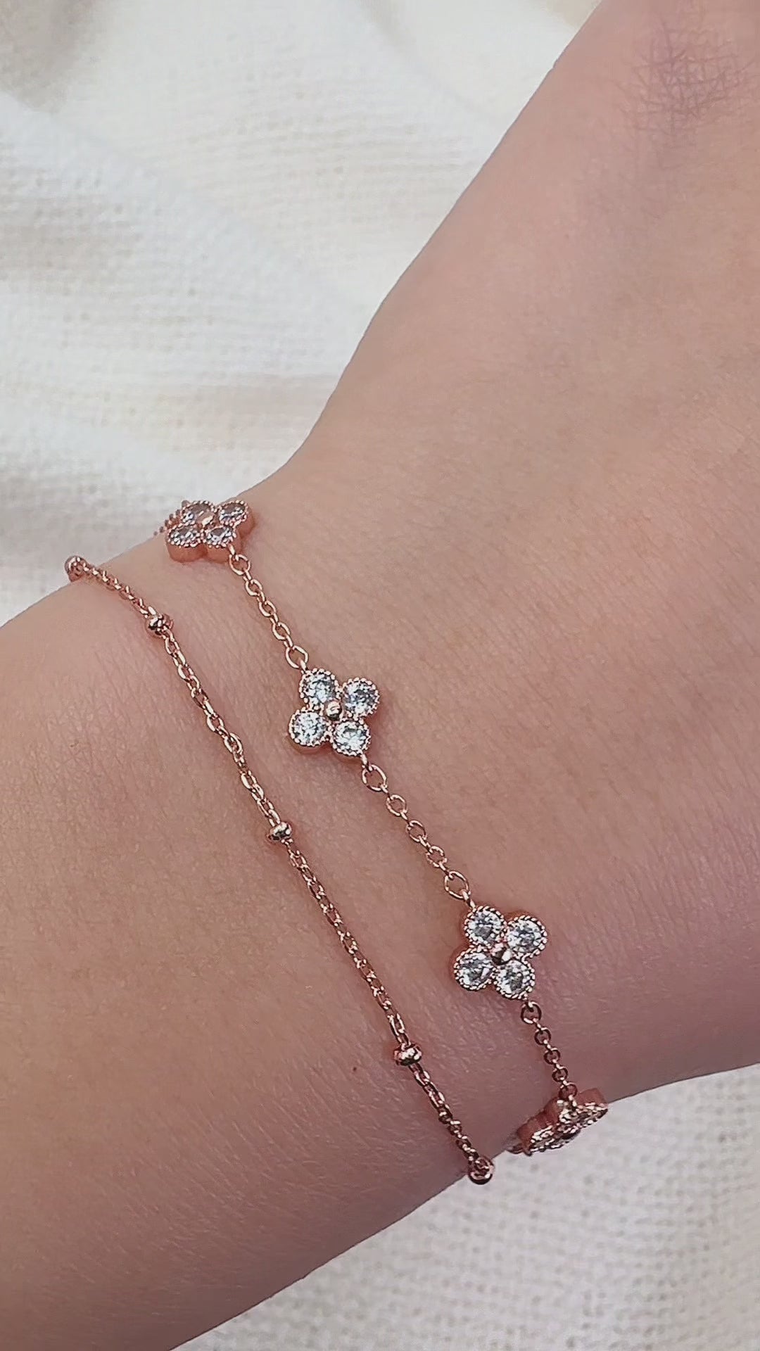 Blushing Meadow Clover Bracelet