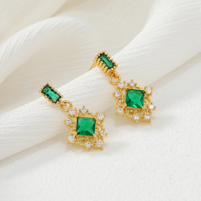 Vintage Green Crystal Earrings