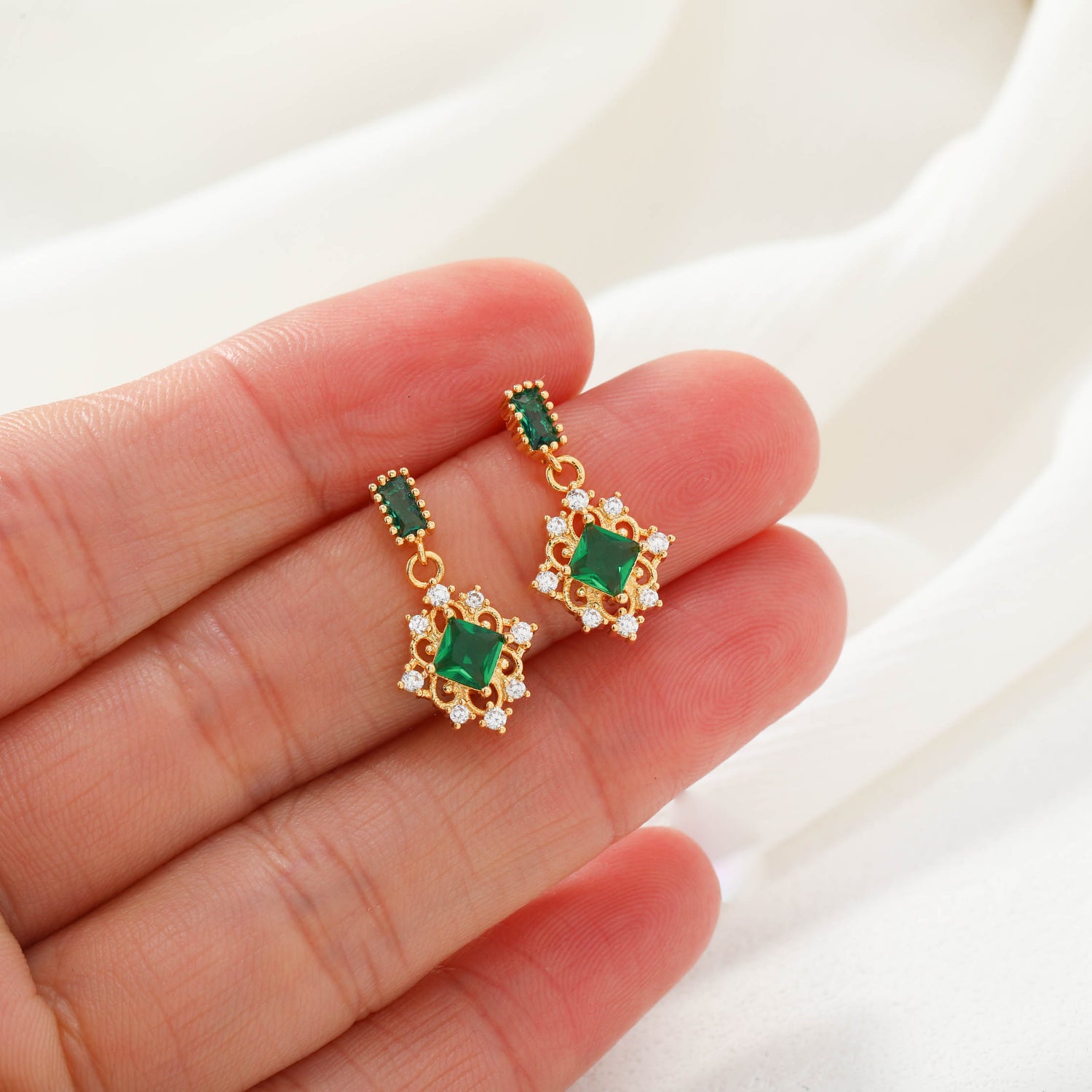 Vintage Green Crystal Earrings