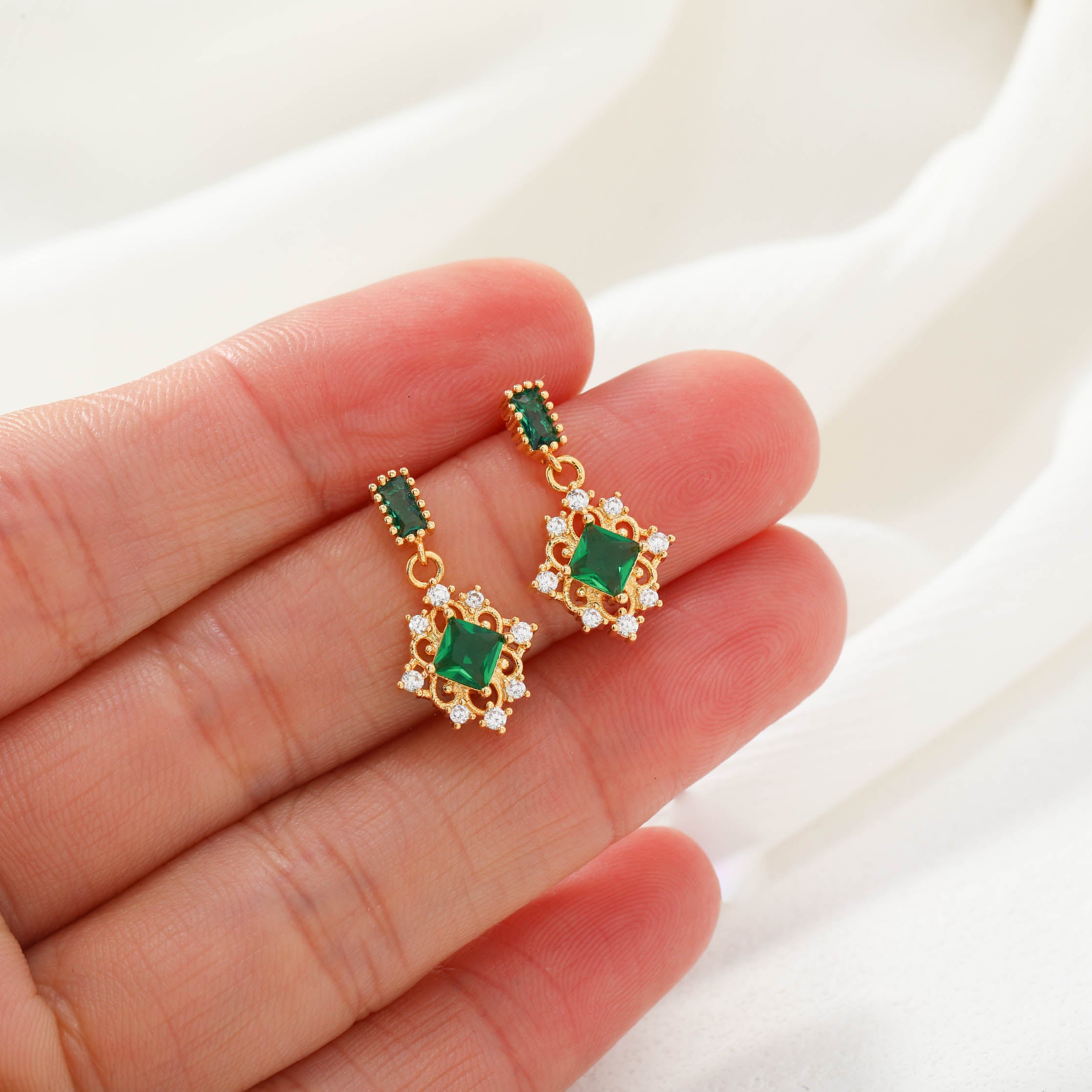 Vintage Green Crystal Earrings