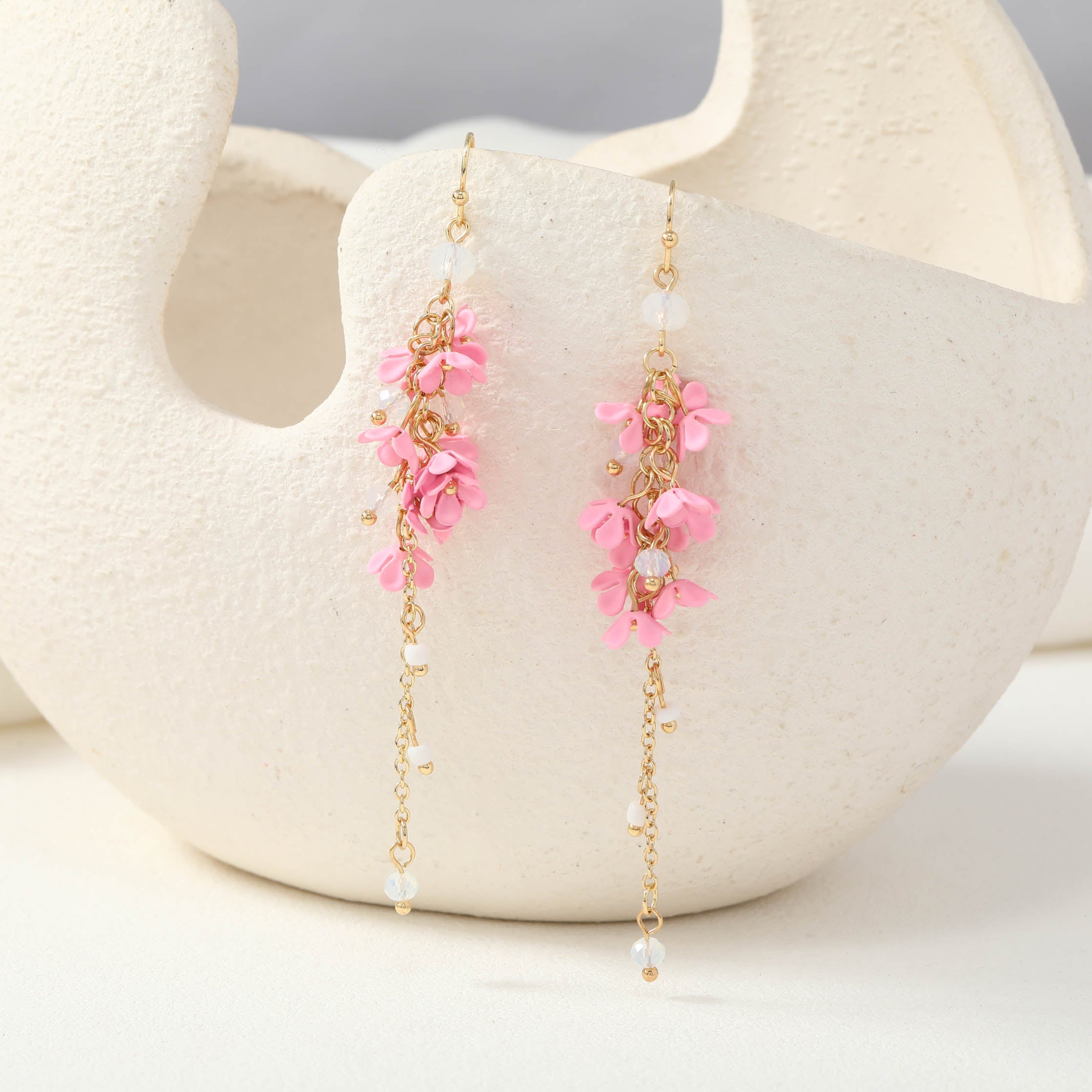 Dangling String Flower Earrings